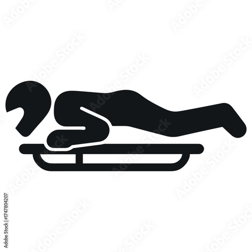 Silhouette icon of person lying on gurney for medical emergency and hospital use