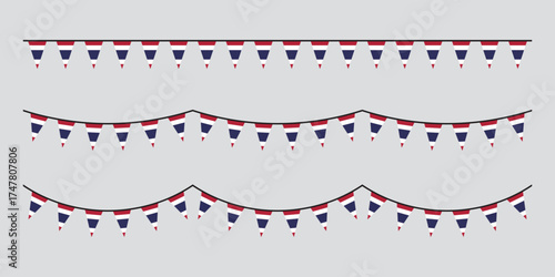 Seamless flag of Thailand party bunting border. Flat design illustration.	
