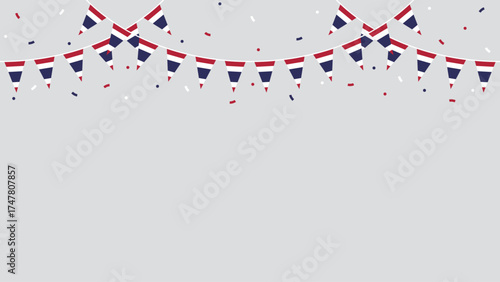 Seamless flag of Thailand party bunting border. Flat design illustration.	