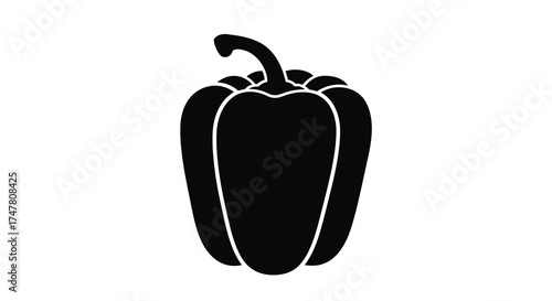 Silhouette of a bell pepper icon graphic symbol represents healthy food organic vegetable produce for culinary design silhouette