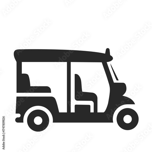 Tuk tuk solid icon vector for transport and tourism travel design.