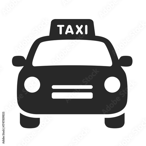 Taxi car solid icon vector for city transport and travel clip art.