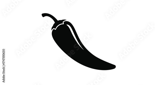 Silhouette of a single black chili pepper isolated on a representing spice heat and flavor in food photography silhouette