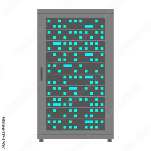 サーバー・サーバーラック・データセンター　ベクターイラスト素材　正面　ベクター／透過PNG／JPEG白背景