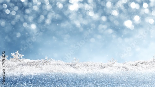 Winter Landscape With Shimmering Snow and Blurred Bokeh Effect in the Background