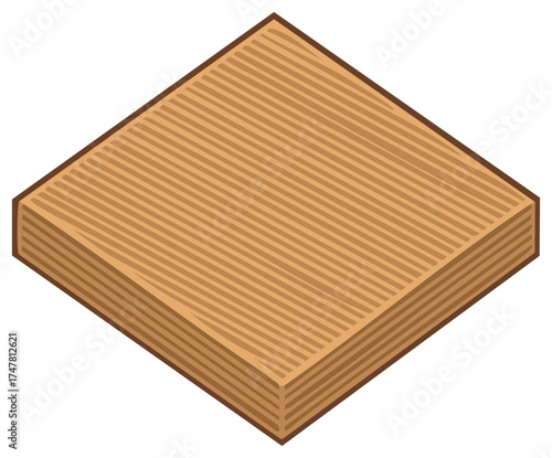 Isometric Patterned Tan Rhombus Wood Veneer Sheet Block Tile Geometric Shape