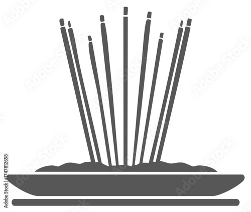 Minimalist Plate with Incense Sticks Offering for Prayers and Meditation Spiritual Rituals