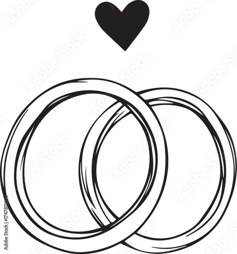 Eternal Rings of Love: Intricate rings interlock, symbolizing enduring commitment and a heart, whispering tales of everlasting romance.