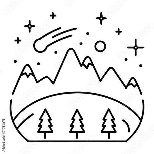 Luxury premium vector doodle icons representing northern lights and celestial elements