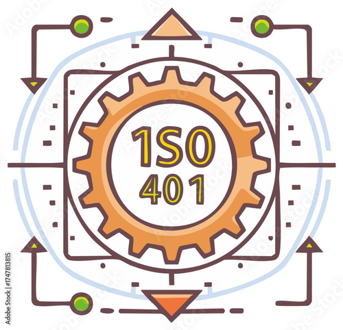 ISO 401 Standard Certification Process Doodle Icon Illustration