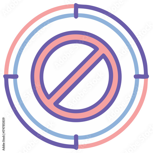 Hand drawn no symbol with transgender flag colors in target crosshairs