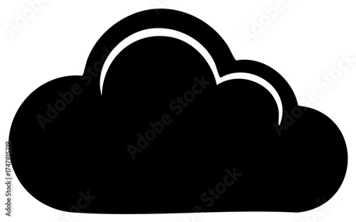 Black cloud illustration with white outline, weather concept