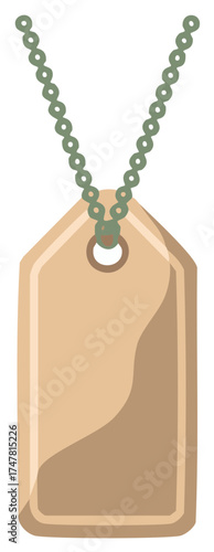 Illustration of a brown blank label tag on a chain with a hole