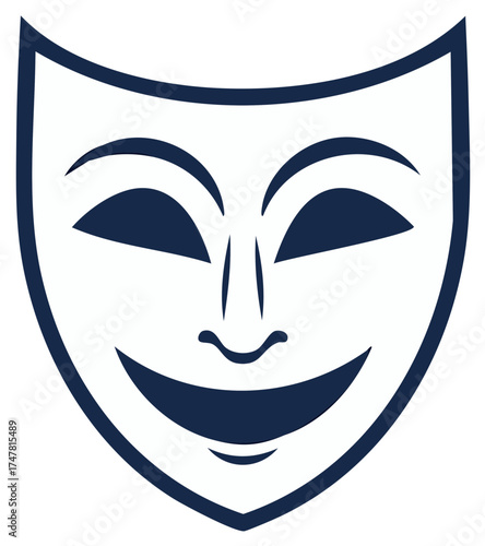Theater mask icon with cheerful expression theatrical performance symbol