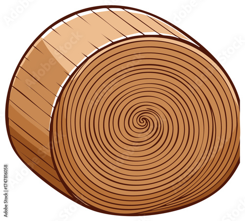 Illustration of a cartoon style hay bale showing the details of the spirals.