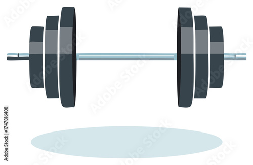 Graphic illustration of a barbell with weight plates representing fitness and strength training workout equipment