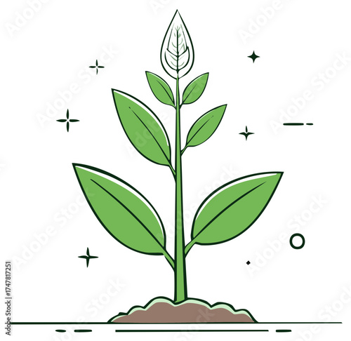 Young green plant sprouting from soil a concept of new life growth and ecology
