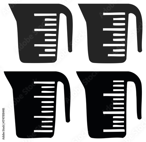 Measuring Cups Pattern, Monochrome Kitchen Utensils, Black and White Graphic Design for Cooking Baking Recipe Books