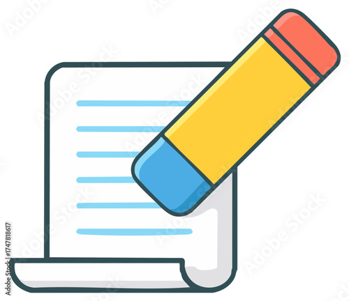 Eraser on a lined document icon for proofreading editing and correcting mistakes