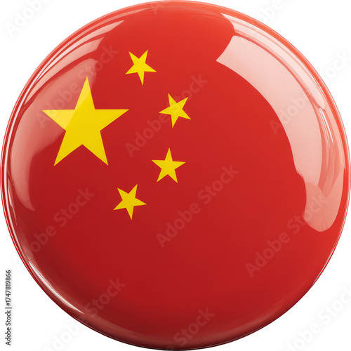 Proud China flag icon, shiny red national symbol with yellow star