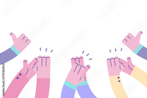 Approval, thumbs up, clapping concept