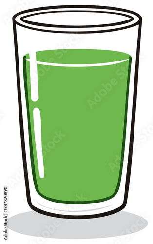 Healthy green smoothie in a glass simple vector graphic illustration