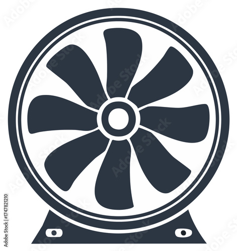 Modern Flat Design Fan Icon Representing Airflow and Temperature Regulation