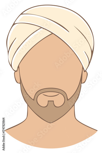 Man with Turban and Beard Illustration