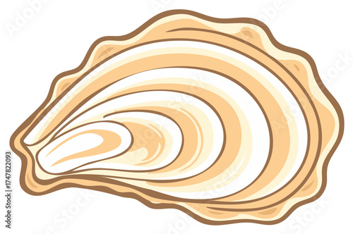 Illustration of an oyster shell with a detailed design isolated on white