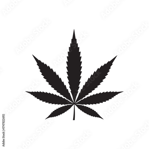 Cannabis (marijuana) leaf or hemp icon silhouette vector flat illustration design on white background