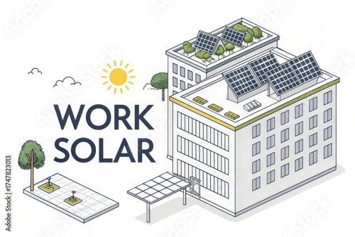 Office Building with Solar Panels Providing Energy