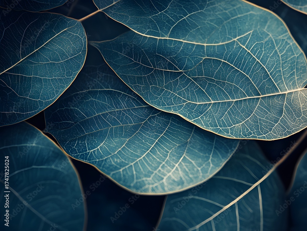 Obraz premium Teal Leaf Texture Close Up Botanical Background