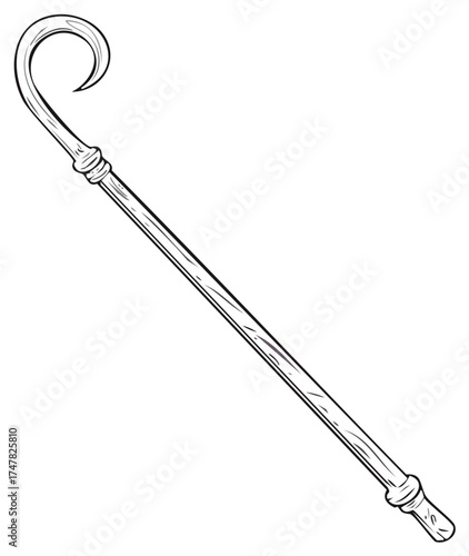 Bishop's Crook Staff Outline Illustration Pastoral Symbol Shepherd's Hook