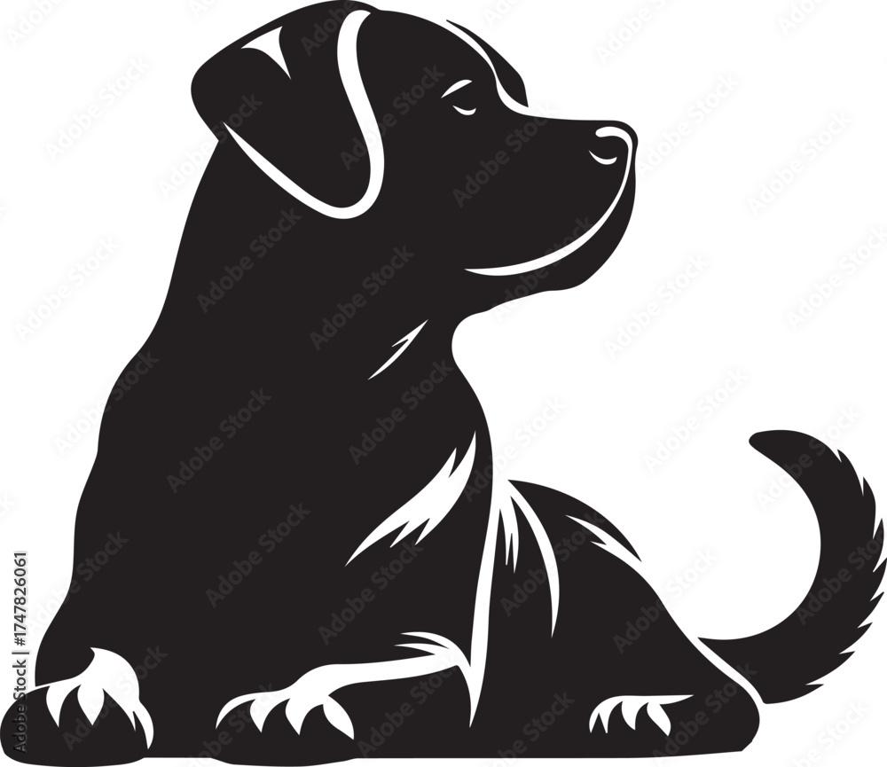 Obraz premium Elegant black labrador retriever silhouette lying down, perfect for pet lovers
