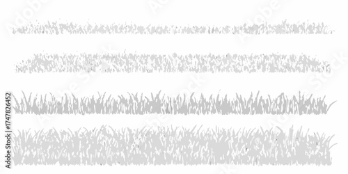 Four distinct horizontal bands of stylized grass in varying densities and heights against a white background