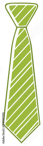 Simple hand-drawn illustration of a green striped necktie for business or fashion