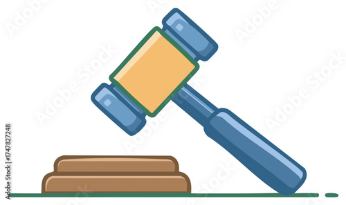 Illustration of a cartoon gavel with a wooden block