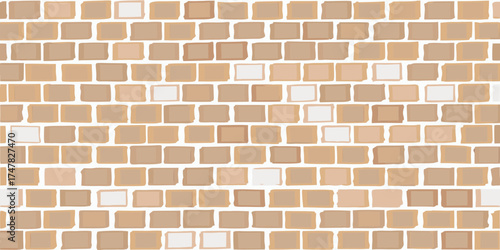 Seamless pattern of tan and beige square tiles with a subtle texture and white grout lines