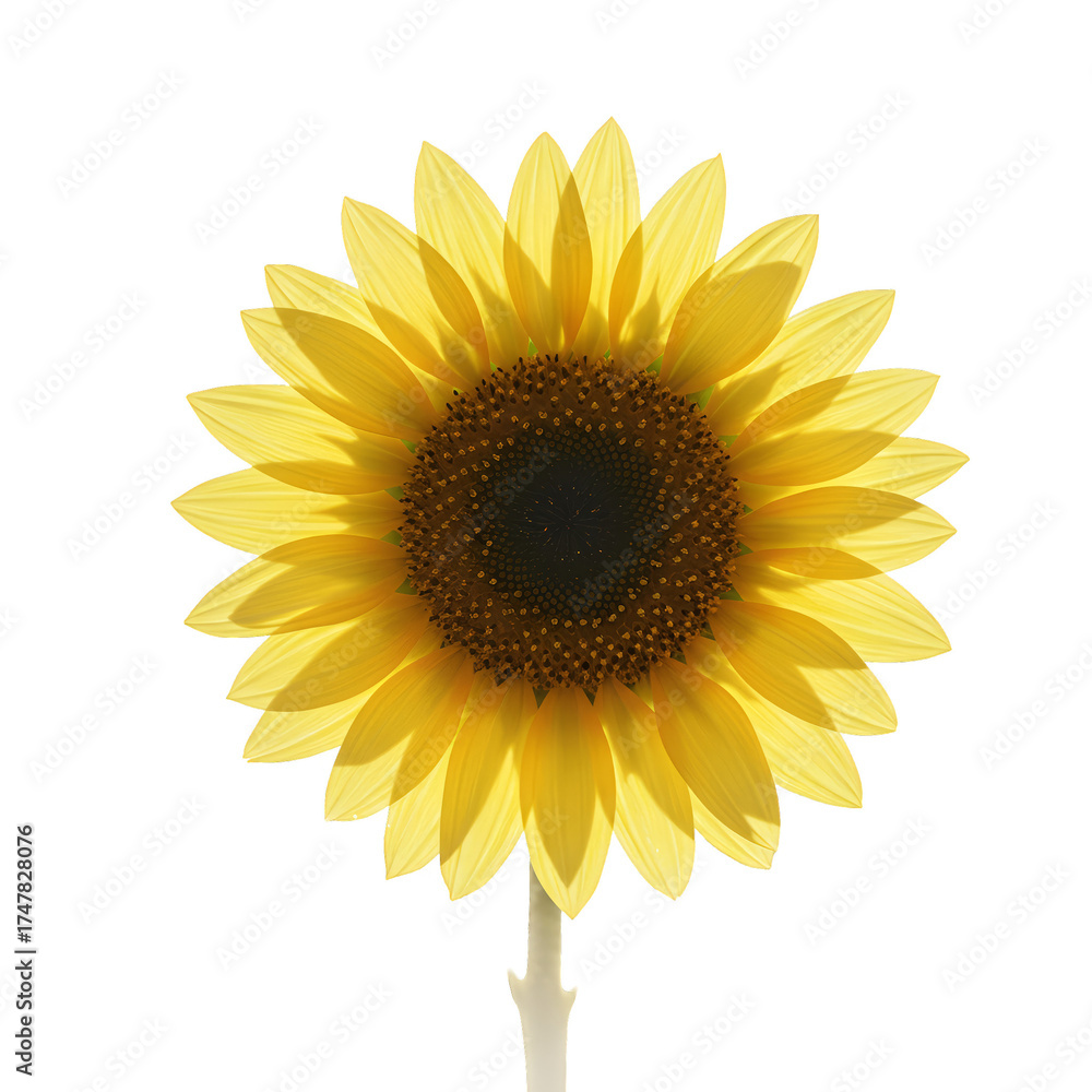 Fototapeta premium Isolated Realistic Sunflower PNG with Yellow Petals and Dark Center