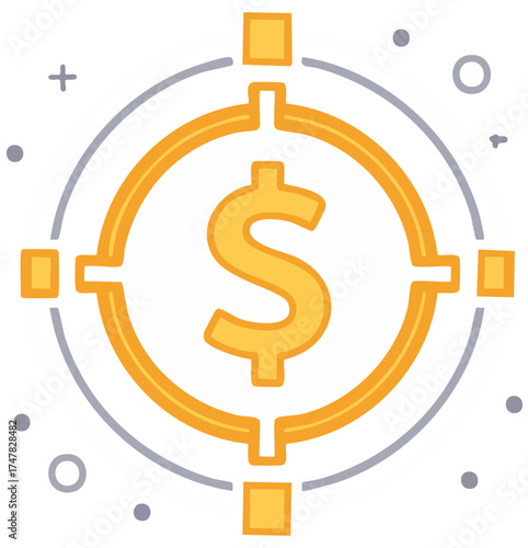 Dollar sign icon in target, business and financial concept