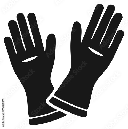 Black silhouette protective work gloves for cleaning household tasks and safety