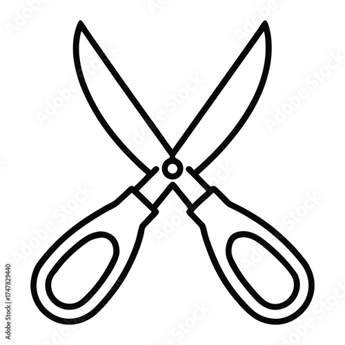 Elegant line art doodle of pruning shears symbolizing gardening nature and precision craftsmanship