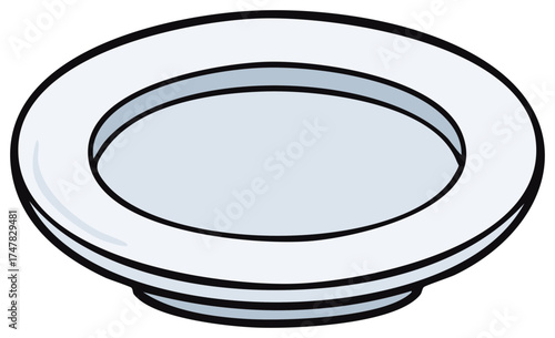 Cartoon Style Empty Dinner Plate Vector Illustration