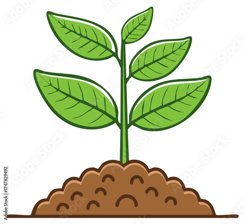 Vibrant young green plant seedling growing in fertile soil a symbol of new life and environmental growth