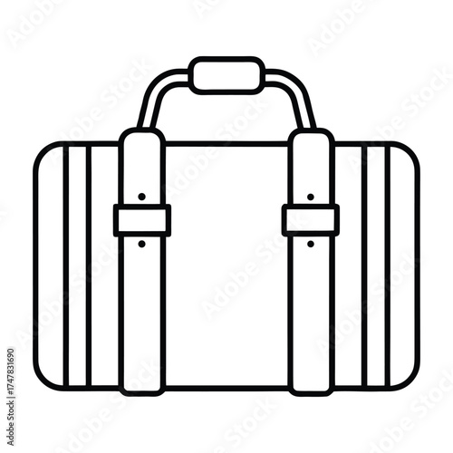 A simple black and white line art icon of a travel bag or suitcase, isolated on a white background.