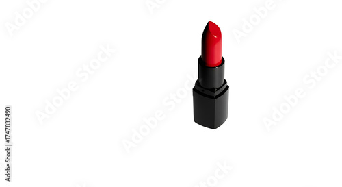 Isolated Red Lipstick Illustration Shiny Black Tube