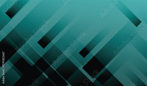Gradient of blue and green vibrant composition of contemporary rectangular shapes in stylish background of abstract technology design