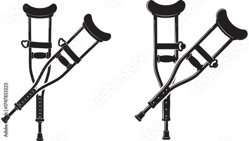 Underarm Crutches Silhouette Medical Vector