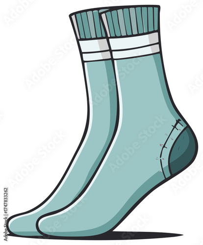 Isolated pair of blue striped socks shows style and comfort for footwear and fashion needs