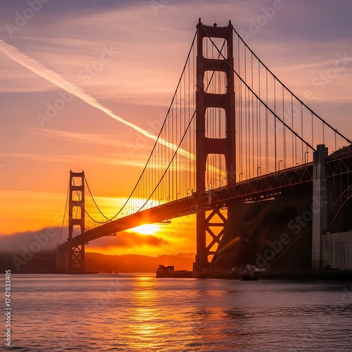 Golden Hour Majestic Golden Gate Bridge Scenery Landscape Landmark